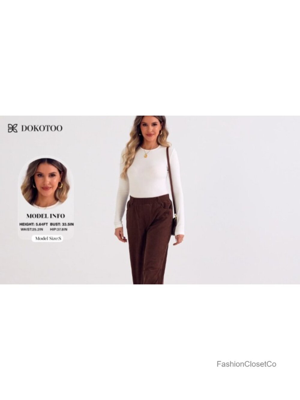 Women's Corduroy Wide Leg Pants with Pockets High Rise Elastic Waist Fall Casual - Picture 5 of 6